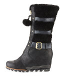 Helen Zip-Front Wedge Boot, Black