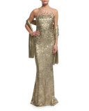 Grooved Lamé Wrap, Gold/Multi