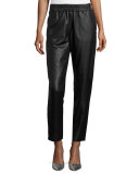Lunana Leather Ankle Pants, Black