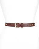 Dome-Stud Flat Strap Leather Belt, Port