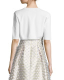 Half-Sleeve Cropped Shrug, White