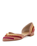 Sugardots Embellished Suede d'Orsay Flat, Naked