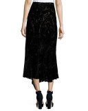Velvet Paisley Midi Skirt, Black