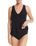Vanessa V-Neck Tankini Swim Top, Black