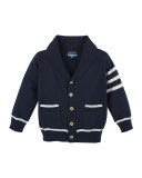 Cotton Varsity Sweater, Navy/White, Size 3-24 Months