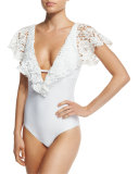 State of Lace Cape-Sleeve One-Piece Swimsuit