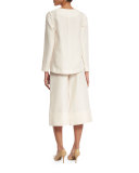 Long-Sleeve V-Neck Tunic, Ivory