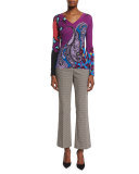 Flare-Leg Cropped Pants, Black/Pink