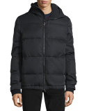 Quilted Down-Filled Hooded Parka, Black