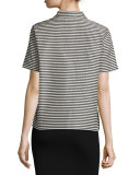 Maisie Striped Short-Sleeve Blouse, Black/Multi