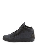 Men's Felt & Leather Mid-Top Sneaker, Charcoal