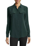 Slim Signature Long-Sleeve Shirt, Scarab