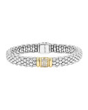 Silver Caviar Bracelet with 18k Gold, 9mm