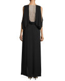 Hetty Cold-Shoulder Silk Evening Gown