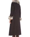 Maxi Cashmere Coat w/ Fur Trim