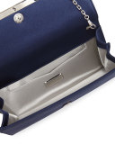 Tuxedo Crystal-Trim Satin Clutch Bag, Purple/Silver
