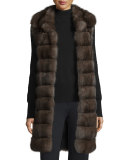 Horizontal-Fur Long Vest, Natural