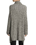Long Draped Open Cardigan, Black/White