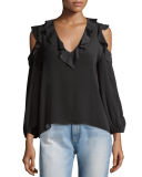 Gia Cold-Shoulder Ruffle Blouse