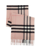Giant Check Cashmere Scarf, Rose