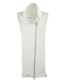 Knit Zip-Front Moto Dickey, White