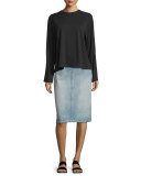 Open-Back Pima-Blend Top, Black