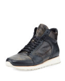 315 Mid Leather Trainer Sneaker, Black