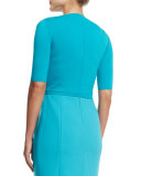 Half-Sleeve Open-Front Shrug, Aqua