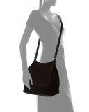 Sideby Suede Messenger Bag, Black