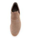 Leaf Perforated Leather Bootie, Neutral Pattern