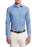 Mini Dot-Print Long-Sleeve Sport Shirt, Blue