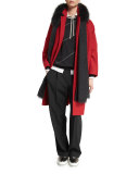 Flannel Drop-Shoulder Coat, Poppy
