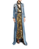 Metallic-Embroidered Long-Sleeve Blouse, Gold