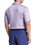 Linen-Blend Short-Sleeve Polo Shirt, Light Purple