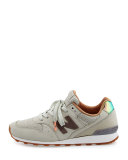 696 Leather & Jacquard Sneaker, Beige