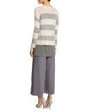 Sleek Lyocell/Merino Long-Sleeve Striped Boxy Top 