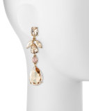 Bold Crystal Teardrop Clip-On Earrings, Golden