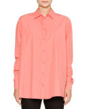 Balloon-Back Cotton Blouse, Melon