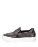 King Embossed Leather Kiltie Sneaker, Medium Brown