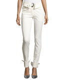 Laced-Cuff Skinny Pants, Black