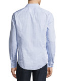 Fancy-Print Sport Shirt, Light Blue