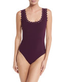 Rick Rack Round-Neck Underwire One-Piece Swimsuit