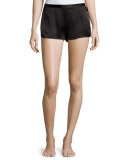 Silk Side-Button Lounge Shorts, Black