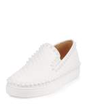 Pik Boat Spiked Red Sole Sneaker, Latte/White