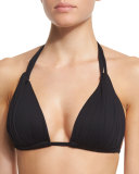 Island Goddess Halter Bikini Swim Top, Black