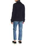 Wool-Blend Pea Coat, Coastal Blue