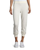 Straight-Leg Striped Sweatpants, Heather Gray/Oatmeal