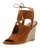 Sexy Thing Suede 85mm Wedge Sandal, Cognac