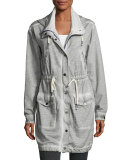 Snap-Front Hooded Anorak Jacket, Gray