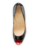 New Very Prive Patent Red Sole Pump, Black/Red